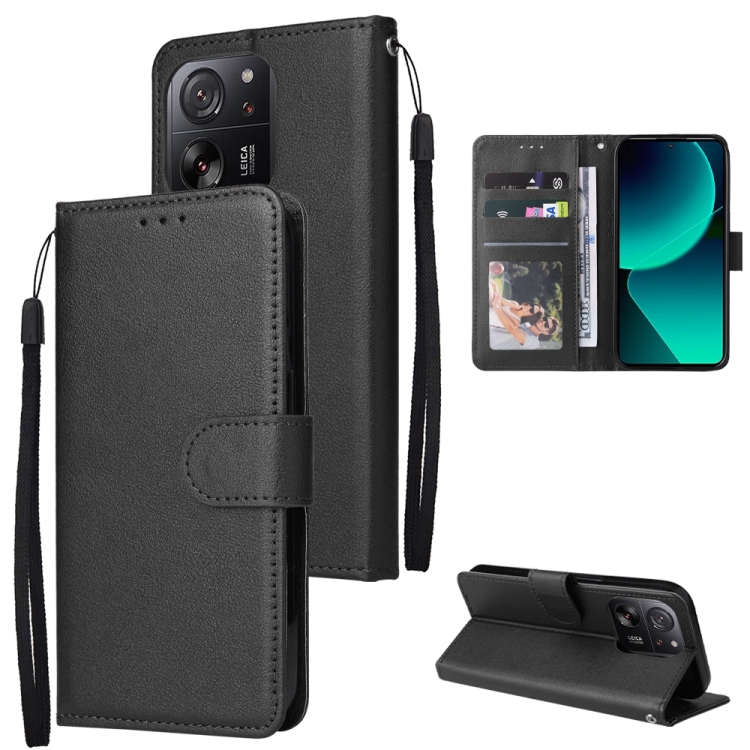 

For Xiaomi 13T / 13T Pro 3-Card Slots Multifunctional Leather Phone Case(Black)