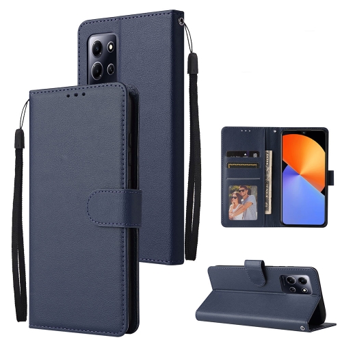 

For Infinix Note 30i 3 Card Slots Multifunctional Leather Phone Case(Dark Blue)