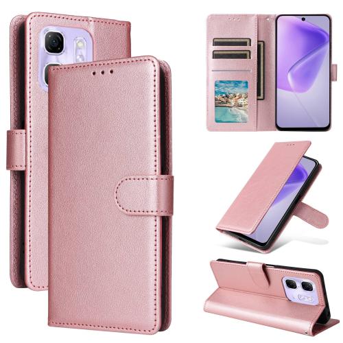 

For Infinix Hot 50i 4G / Smart 9 4G 3 Card Slots Multifunctional Leather Phone Case(Rose Gold)