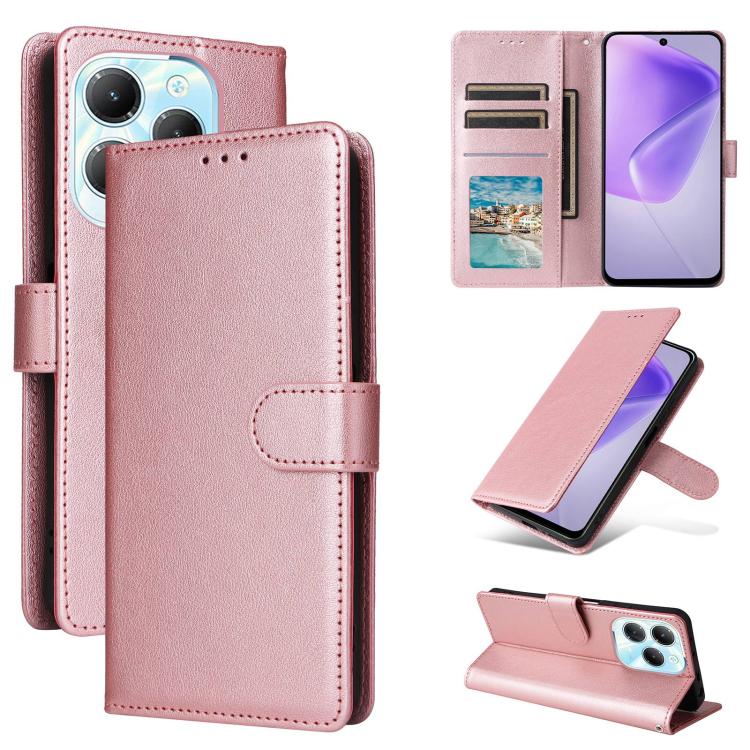 

For Infinix Hot 40 / 40 Pro 3-Card Slots Multifunctional Leather Phone Case(Rose Gold)