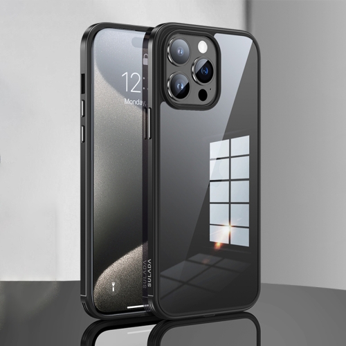 

For iPhone 15 Pro SULADA Metal Frame + Nano Glass + TPU Phone Case(Black)