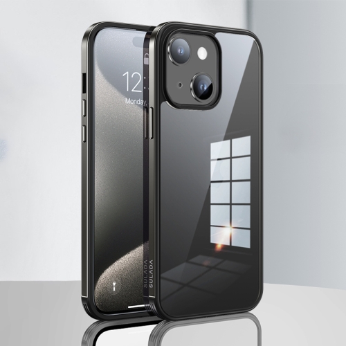 

For iPhone 15 Plus SULADA Metal Frame + Nano Glass + TPU Phone Case(Grey)