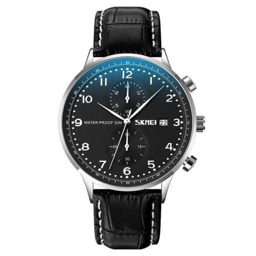 

SKMEI 9301 Multifunctional Men Outdoor Sports 50M Waterproof Quartz Digital Wrist Watch(Silver Black Surface)