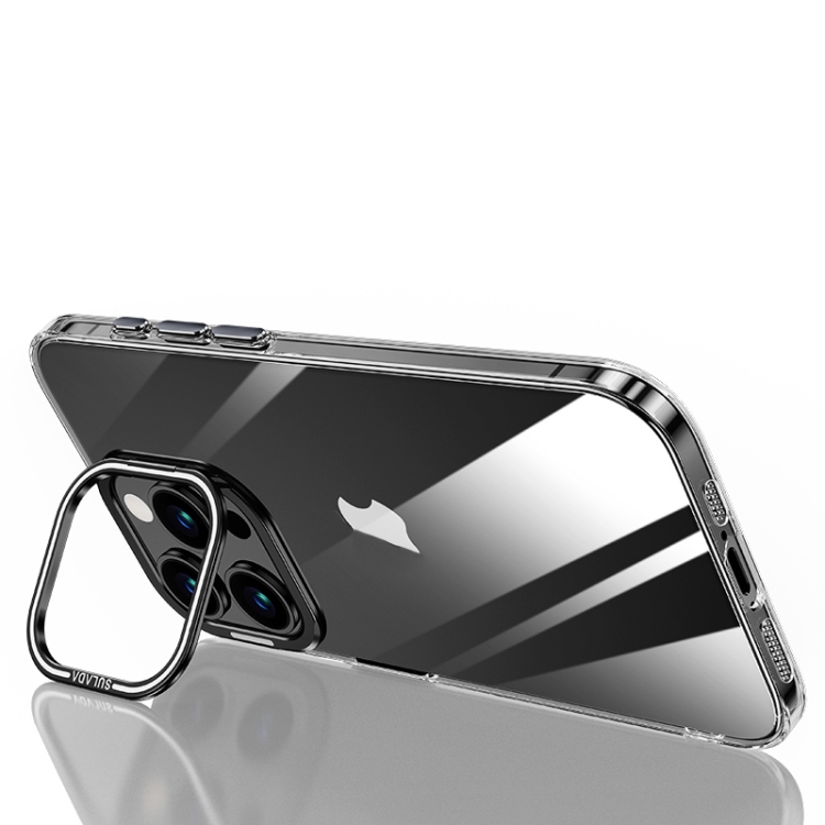 

For iPhone 15 Pro SULADA PC + Aluminum Alloy Lens Holder Phone Case(Black)