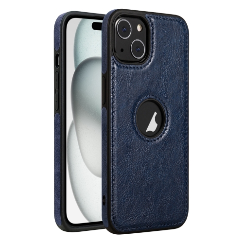 

For iPhone 15 Plus Leather Texture Stitching Phone Case(Blue)