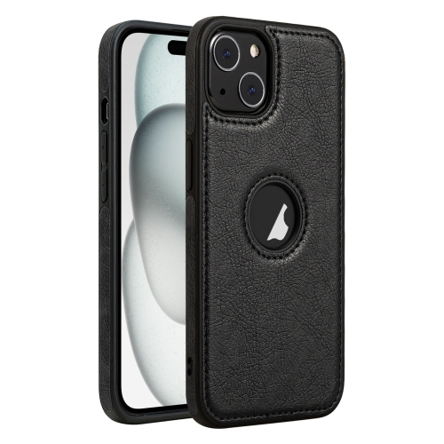 

For iPhone 15 Leather Texture Stitching Phone Case(Black)