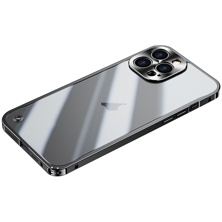 

For iPhone 15 Pro Max Metal Frame Frosted PC Shockproof Phone Case(Black)