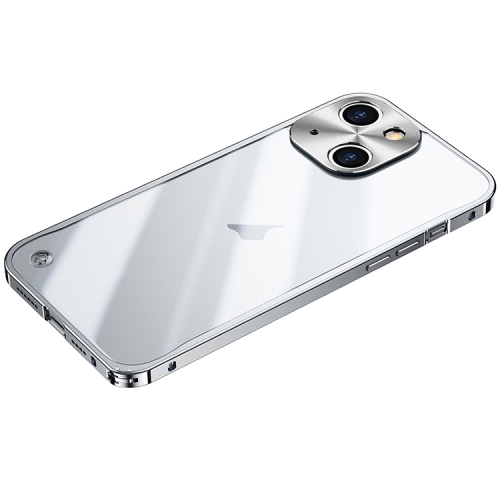 

For iPhone 15 Plus Metal Frame Frosted PC Shockproof Phone Case(Silver)