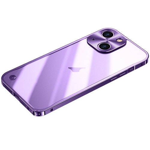 

For iPhone 15 Plus Metal Frame Frosted PC Shockproof Phone Case(Purple)