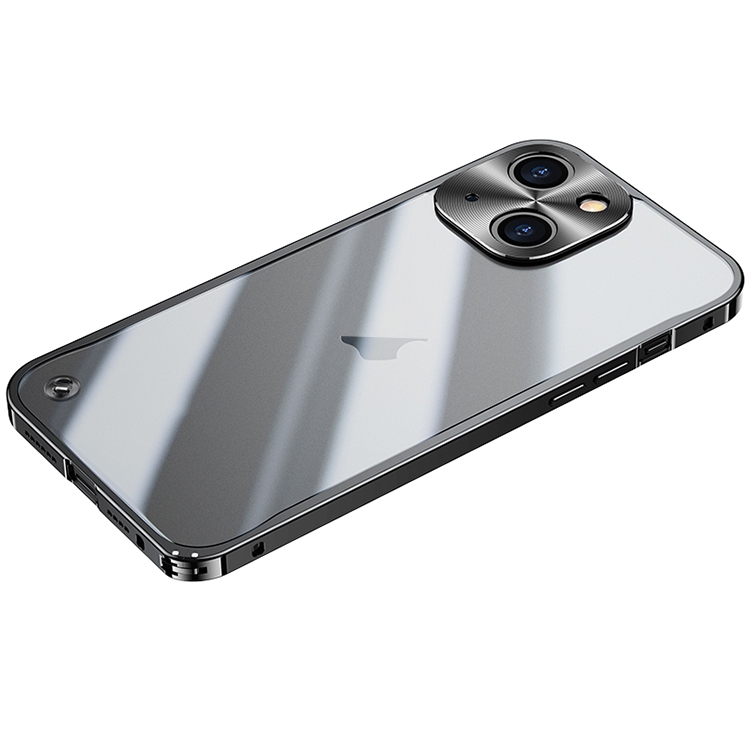 

For iPhone 15 Metal Frame Frosted PC Shockproof Phone Case(Black)