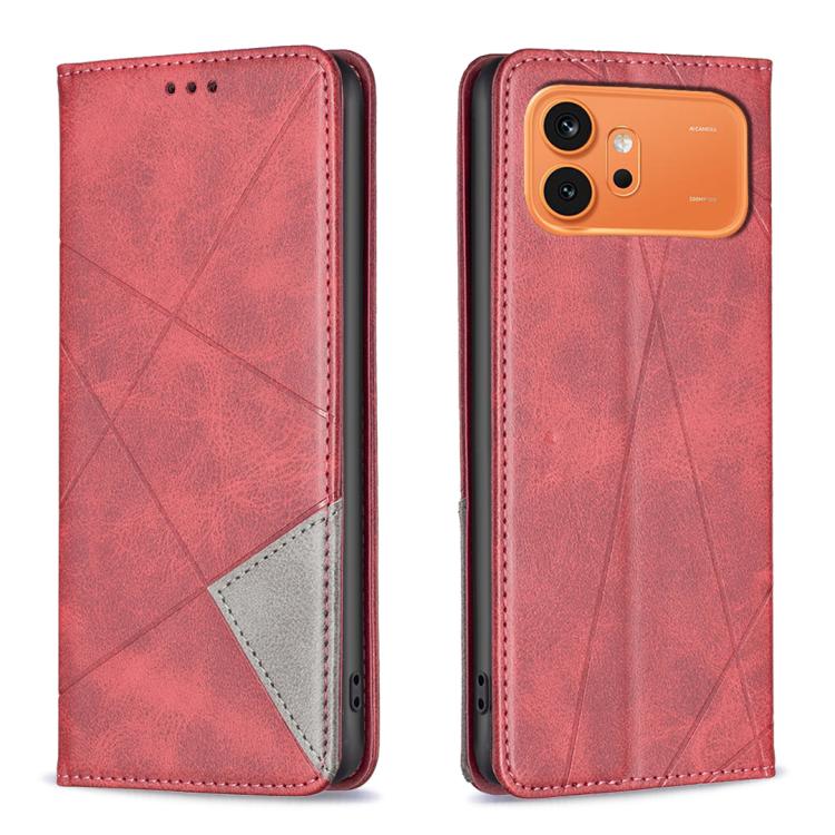 For Honor 600 Global Rhombus Texture Magnetic Leather Phone Case(Red) — купить у Sunsky-online WW