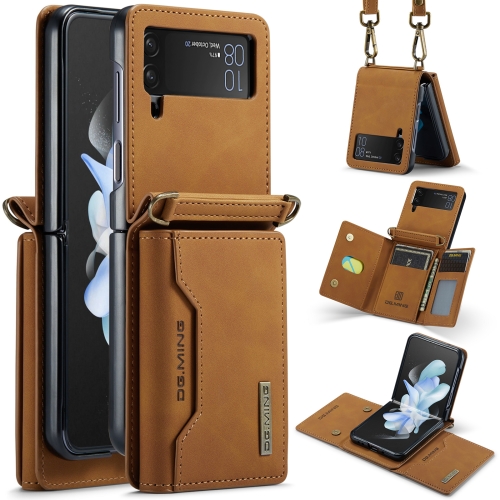 

For Samsung Galaxy Z Flip3 5G DG.MING M2 Series Card Bag Magnetic Leather Phone Case(Brown)