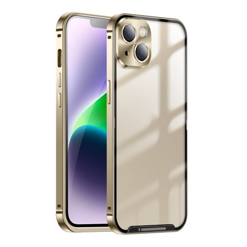 

For iPhone 15 Plus Frosted Metal Phone Case(Gold)