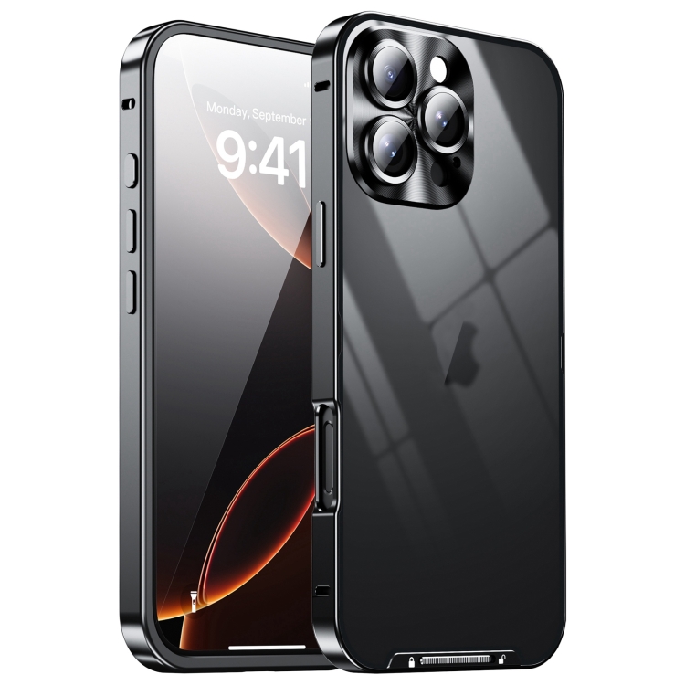 

For iPhone 16 Pro Frosted Metal Phone Case(Black)