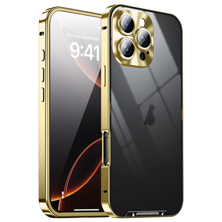 

For iPhone 16 Pro Frosted Metal Phone Case(Gold)