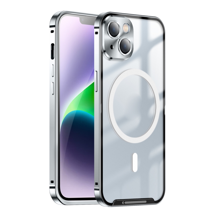 

For iPhone 15 Plus MagSafe Magnetic Frosted Metal Phone Case(Silver)
