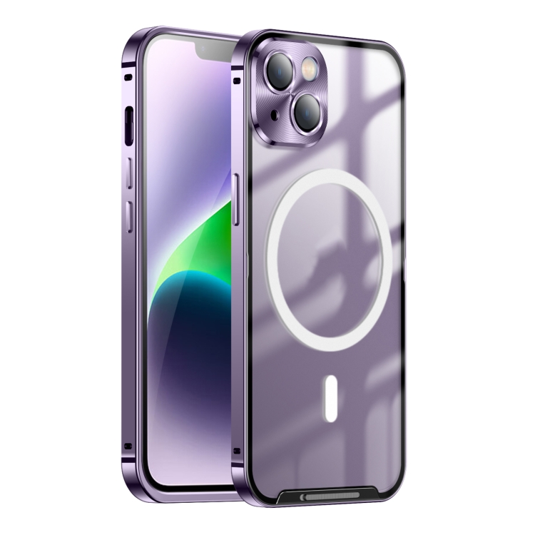 

For iPhone 15 MagSafe Magnetic Frosted Metal Phone Case(Purple)