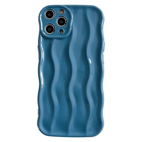 

For iPhone 15 Pro Wave Texture Bright TPU Phone Case(Sea Blue)
