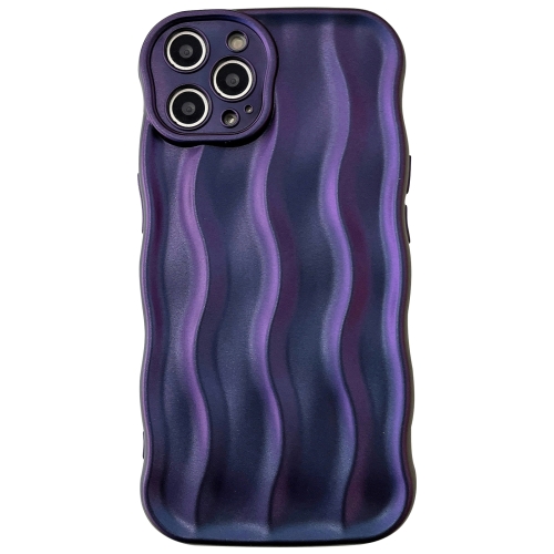 

For iPhone 15 Pro Wave Texture Bright TPU Phone Case(Dark Purple)
