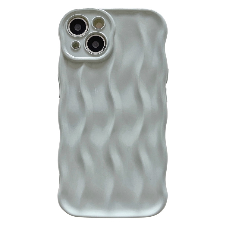 

For iPhone 15 Wave Texture Bright TPU Phone Case(White)