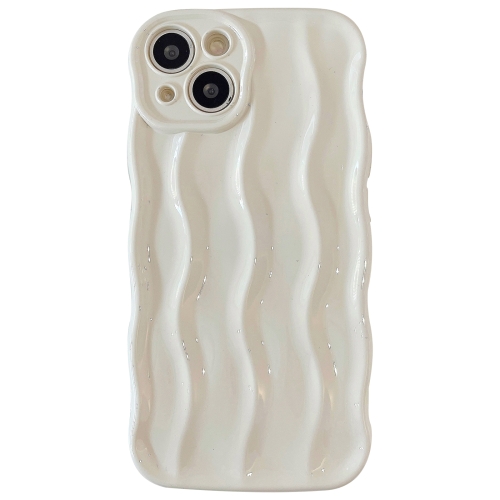 

For iPhone 15 Wave Texture Bright TPU Phone Case(Milky White)