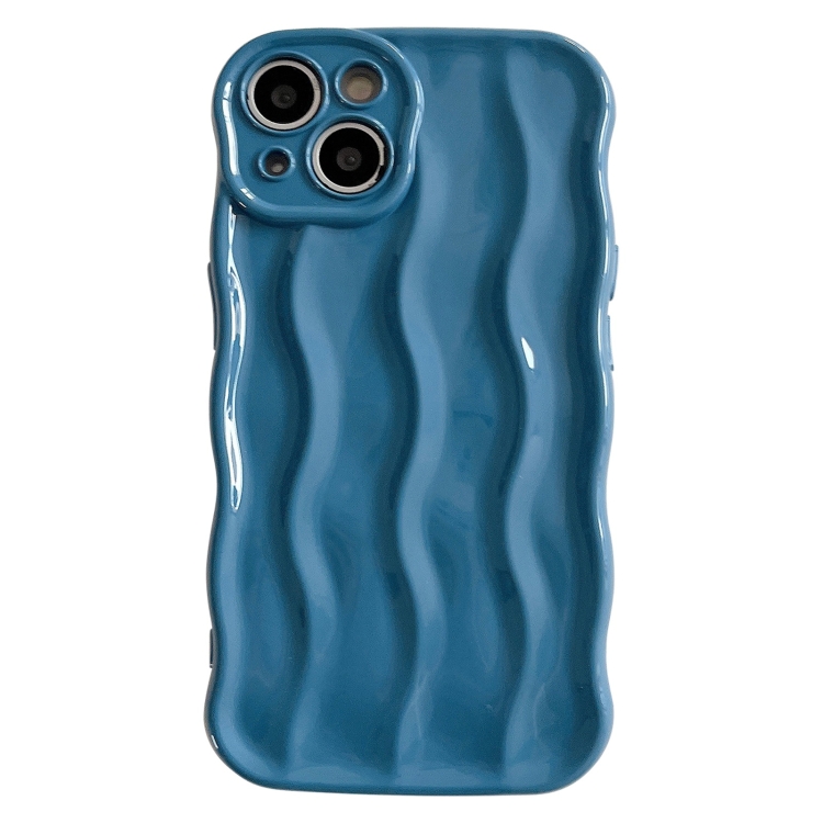 

For iPhone 14 Wave Texture Bright TPU Phone Case(Sea Blue)