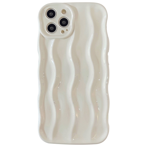 

For iPhone 14 Pro Wave Texture Bright TPU Phone Case(Milky White)