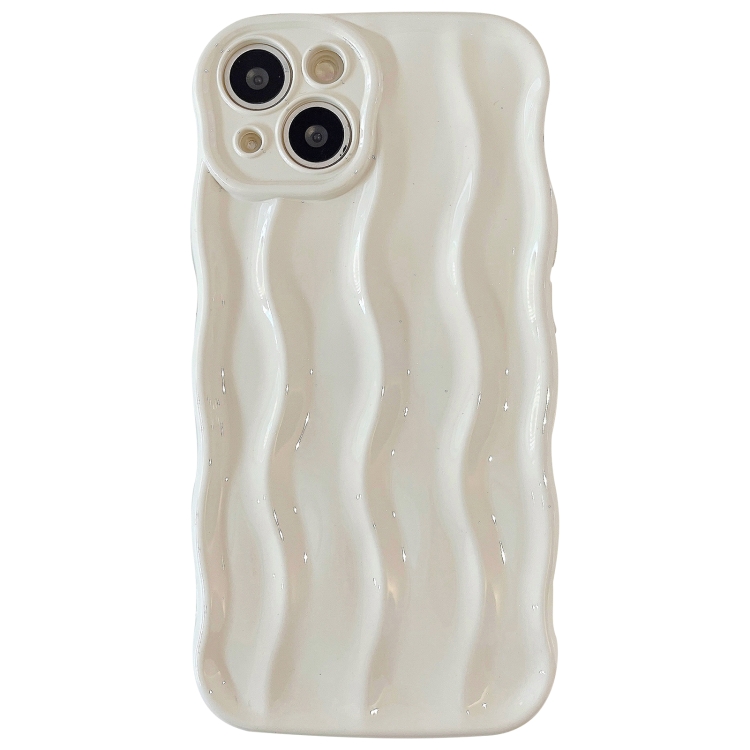 

For iPhone 13 Wave Texture Bright TPU Phone Case(Milky White)