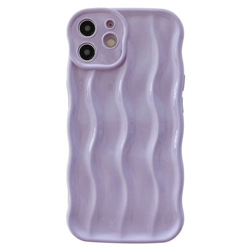 

For iPhone 12 Wave Texture Bright TPU Phone Case(Purple)