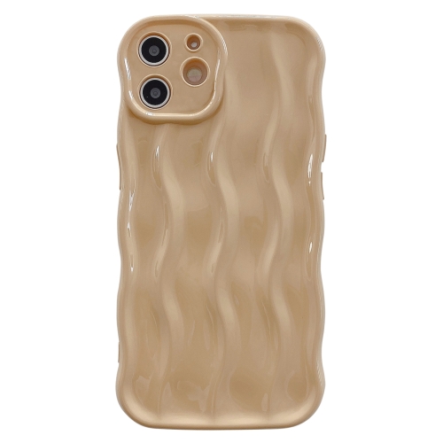 

For iPhone 12 Wave Texture Bright TPU Phone Case(Khaki)