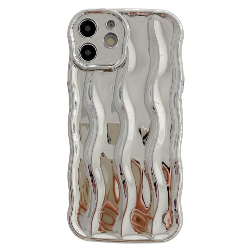 

For iPhone 12 Wave Texture Bright TPU Phone Case(Silver)