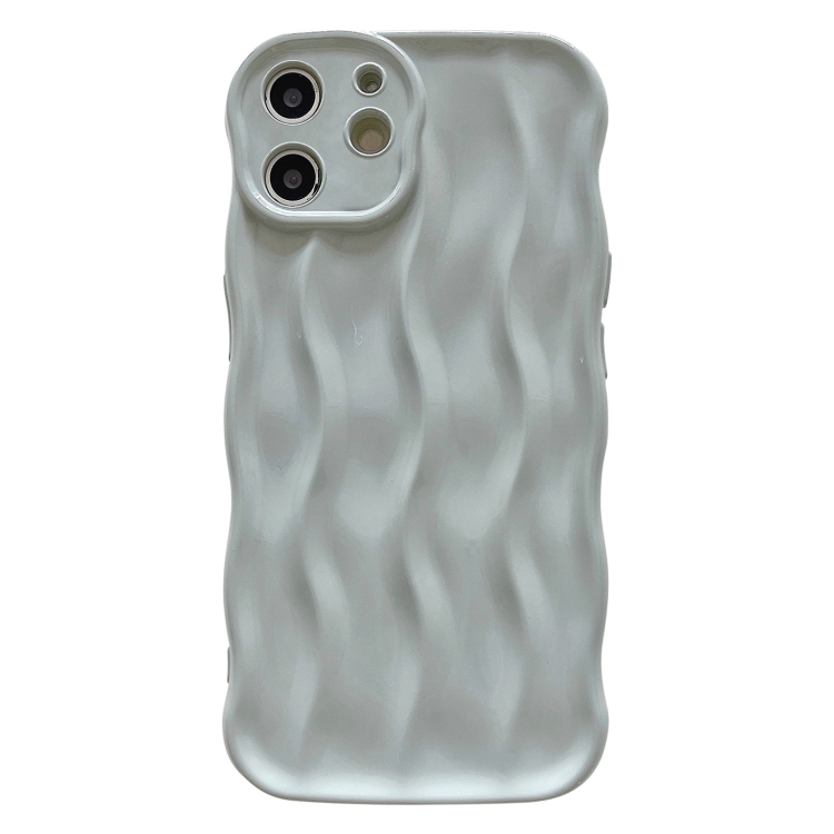 

For iPhone 12 Wave Texture Bright TPU Phone Case(White)