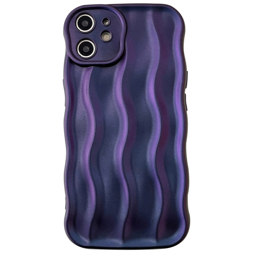 

For iPhone 12 Wave Texture Bright TPU Phone Case(Dark Purple)