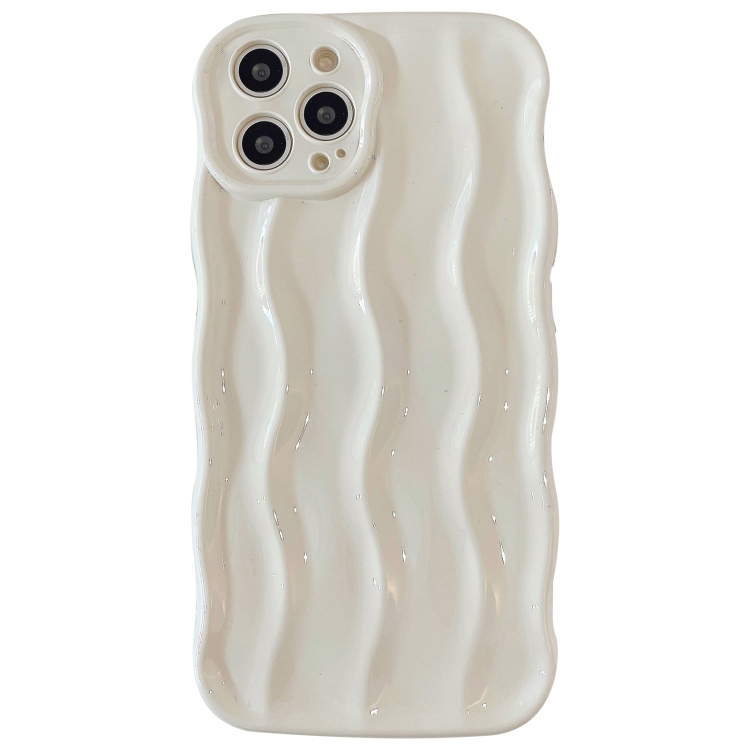 

For iPhone 12 Pro Wave Texture Bright TPU Phone Case(Milky White)