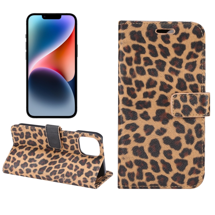 

For iPhone 15 Plus Leopard Pattern Horizontal Flip Leather Phone Case(Yellow)