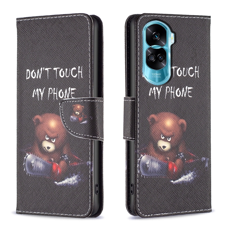 

For Honor 90 Lite/X50i Colored Drawing Pattern Leather Phone Case(Bear)