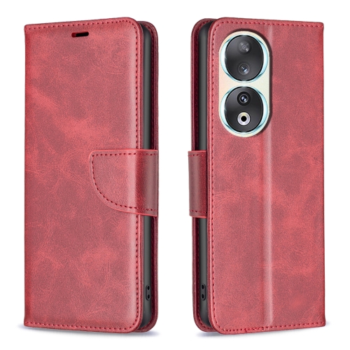Para Honor 90 5G Funda para teléfono de cuero con tapa de color puro con  textura de piel de cordero (rojo)