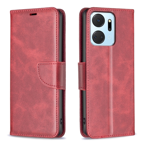 

For Honor X7a Lambskin Texture Pure Color Flip Leather Phone Case(Red)