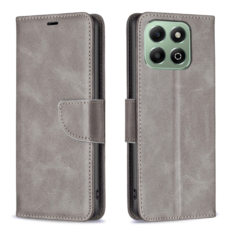 

For Honor X6b Lambskin Texture Pure Color Flip Leather Phone Case(Grey)