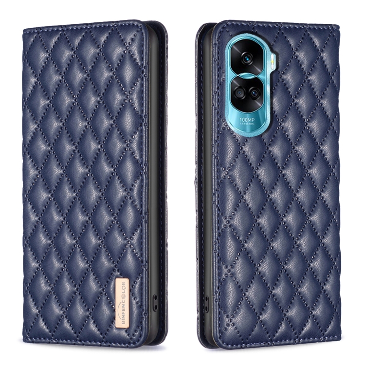 

For Honor 90 Lite/X50i Diamond Lattice Magnetic Leather Flip Phone Case(Blue)