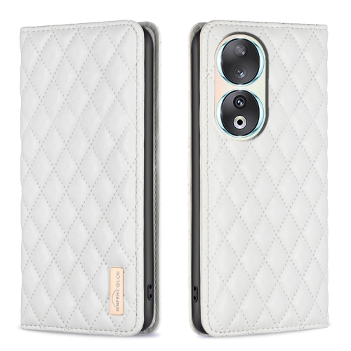 

For Honor 90 5G Diamond Lattice Magnetic Leather Flip Phone Case(White)