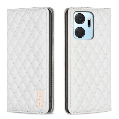 

For Honor X7a Diamond Lattice Magnetic Leather Flip Phone Case(White)