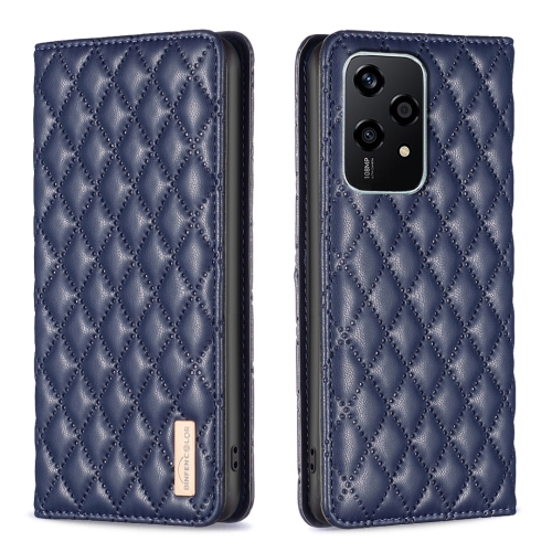 

For Honor 200 Lite Global Diamond Lattice Magnetic Leather Flip Phone Case(Blue)