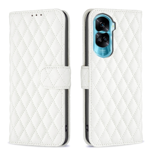 For Honor 90 Lite/X50i Diamond Lattice Wallet Flip Leather Phone Case(White)