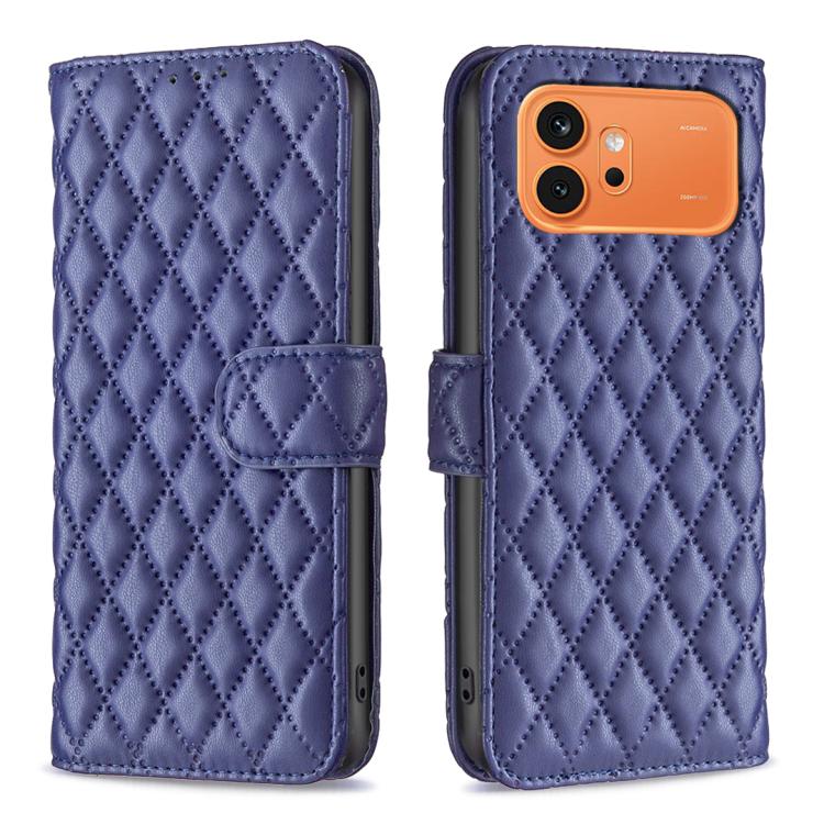 For Honor 600 Global Diamond Lattice Wallet Flip Leather Phone Case(Blue)