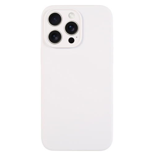 

For iPhone 15 Pro Max Pure Color Liquid Silicone Fine Pore Phone Case(White)