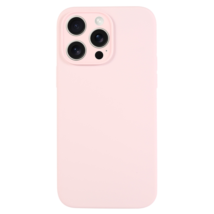 

For iPhone 15 Pro Max Pure Color Liquid Silicone Fine Pore Phone Case(Grey Pink)