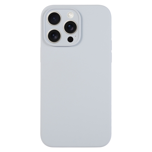 

For iPhone 15 Pro Pure Color Liquid Silicone Fine Pore Phone Case(Grey Blue)