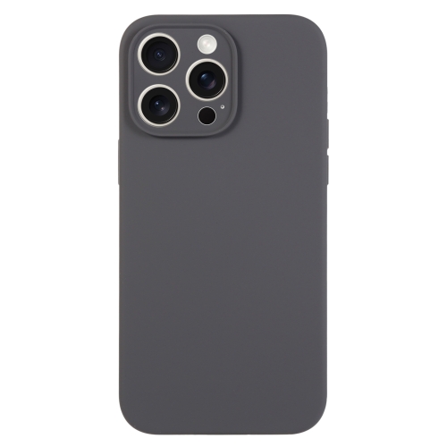 

For iPhone 15 Pro Pure Color Liquid Silicone Fine Pore Phone Case(Charcoal Black)