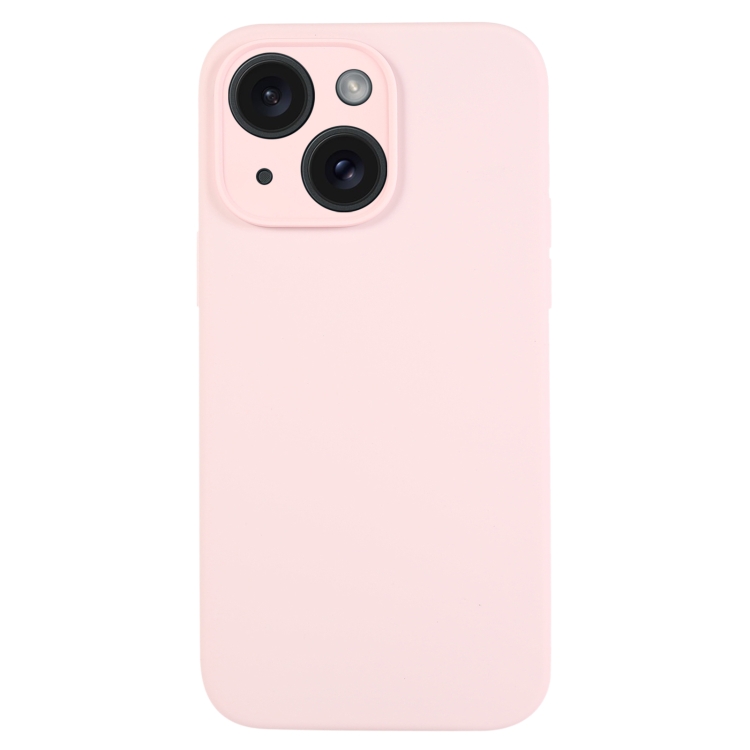 

For iPhone 15 Plus Pure Color Liquid Silicone Fine Pore Phone Case(Grey Pink)